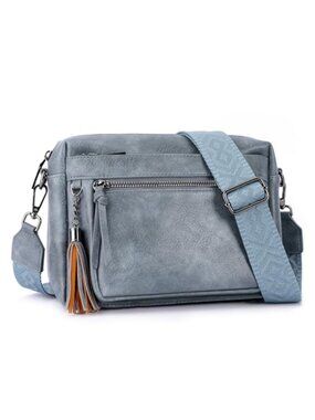 Women's PU Leather Crossbody Bag Butterfly Design Adjustable Strap Tassel
